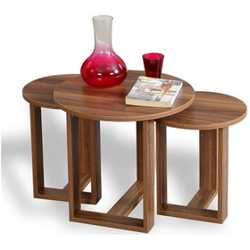 Resim Pasific Home Mira 3'lü Zigon Sehpa ,Yuvarlak Yan Sehpa, Ceviz 