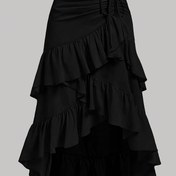 Resim Şık Etek, Düz Renk, Polyester, Büzgülü, 116g/m², Dokuma, İlkbahar, Yaz, Sonbahar için 