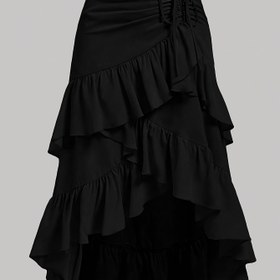 Resim Şık Etek, Düz Renk, Polyester, Büzgülü, 116g/m², Dokuma, İlkbahar, Yaz, Sonbahar için 