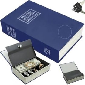 Resim Senon Kitap Görünümlü Kumbara Gizli Para Kasası Çelik Kilitli Kitap Kumbara Lacivert 