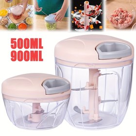 Resim Manuel Gıda Kıyıcı 500/900ML - Plastik Sarımsak Soğan Ezici, Hızlı Sebze Kesici, Kıyma Makinesi Mutfak Aleti, Elektrik Gerektirmez 