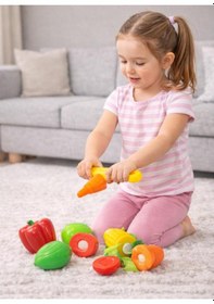 Resim Oyuncak Sebze Meyve Kesme Seti Şefin Mutfağı Evcilik Oyuncağı Çocuk Mutfak Seti 