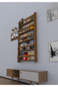 Resim evbiziz Açık Ceviz Ahşap 5li Çocuk Odası Montessori Kitaplık Mobilya Raf Duvar Rafı 145cm_72cm_8,5cm 