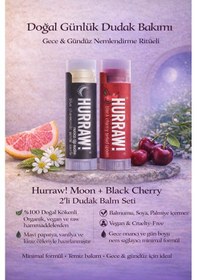 Resim Hurraw Moon + Black Cherry Dudak Balm Seti 2 Li Gece Onarıcı & Doğal Renkli Dudak Bakımı % 100 Doğal 