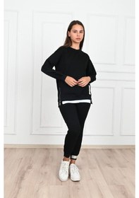 Resim Koza Butik Kadın Yanları Fermuar Detaylı Eşofman Takımı 3422-23 001 