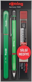 Resim Rotring Visuclick Jel Okul Seti 0,5 mm, Mekanik Kurşun Kalem, Uç ve Silgi Seti, Yeşil 