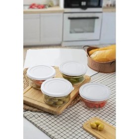 Resim Paşabahçe Beyaz Kapaklı Kahvaltılık Çerezlik Takımı 8'li (Logolu Cam) 