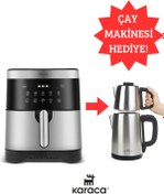 Resim Karaca 8 Kişilik Aile Boyu Kapasiteli 10 Farklı Pişirme Fonksiyonlu Premium Airfryer - Çay Makinesi Hediye! 