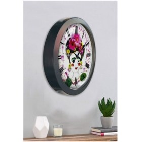 Resim Bahat Salon Ofis Duvar Saati Gri Metal Çerçeve 36 Cm 