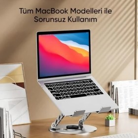 Resim ve Laptop Standı 360 Derece Dönebilen Boyutu Ayarlanabilir Alüminyum Alaşım Ergonomik Tasarım Bilgisayar Tutucu (Bilgisayar Standı) 