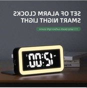 Resim Prestigegoods Dikey Led Dijital Alarmlı Saat, Kablosuz Şarjlı Masaüstü Saat, Gece Lambası Tasarımı, Ev Dekorasyonu 