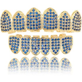 Resim RICH BLUE GOLD DIAMOND GRILLZ (Special Order-High Quality) 