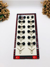 Resim İnDerin Siyah İncili Eşarp Klipsi,Eşarp İğnesi 12 Adet 