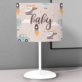 Resim instababyrooms Roket ve Uçak Desenli Çocuk Odası Dijital Baskılı Çocuk Odası Masaüstü Abajur Avize 