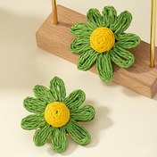 Resim 1 Çift Vintage Rustik Raffia Çiçekli Küpe Kadınlar için, Paslanmaz Çelik Çivi, Analog Taş, Günlük Giyim, Partiler ve Tatil Aksesuarı için Tüm Sezon Çok Yönlü 
