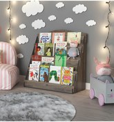 Resim Mingitav Lucky Montessori Ahşap Çocuk Odası 4 Raflı Kitaplık 