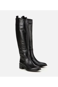 Resim Hotiç Kadın Deri Siyah Binici Uzun Düz Çizme 