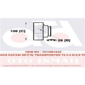 Resim GKN Glanzer 302464 Aks Kafası Iç Transporter T4 2.4 2.5 Saçlı Körüklü 