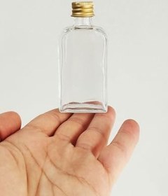 Resim 40 ml Kolonya Tıpalı ve Metal Kapaklı Hediyelik Yassı Kolonya Şişesi 40 Cc Nişan, Düğün Cam Şişe 20 Adet (40 ml Yassı, Altın Kapak (Gold)) 