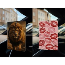 Resim Aslan Ve Öpücük - İkili Oto Kokusu - Dekoratif Araç Kokusu Ve Aksesuarı 