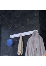 Resim Modilayn Arı Serisi 86,4x9,6 Cm 18 Kancalı Banyo Askısı - 6'lı Set Ekstra Düzen Ve Yer Tasarrufu Beyaz 