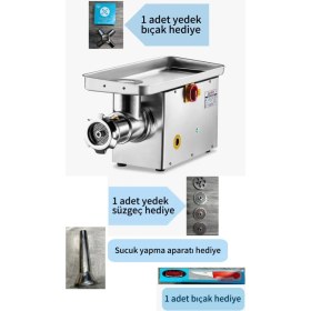 Resim Çağdaş 32 No Et Kıyma Makinesi İleri geri çevirme özellikli, çift devirli (1 Adet Yedek Bıçak, 1 Adet Yedek Süzgeç ve 1 Adet Et Bıçağı ve sucuk yapma aparatı hediye, tokmak dahildir. ) 