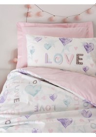 Resim Cotton Box Genç Odası Tek Kişilik Lastikli Çarşaflı Nevresim Takımı Lovella Pembe Pembe 