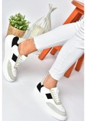 Resim Fox Shoes P274048809 Beyaz/Siyah Günlük Kadın Spor Ayakkabı Sneakers Beyaz - Siyah 