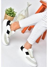 Resim Fox Shoes P274048809 Beyaz/Siyah Günlük Kadın Spor Ayakkabı Sneakers Beyaz - Siyah 