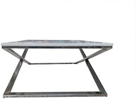 Resim Orta Sehpa X 13658 Çapraz Model Metal Nikelaj Ayak Parlak Beyaz Tabla El Yapım 