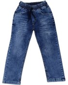 Resim Erkek Çocuk Beli Lastikli Eskitme Desenli Lacivert Kot Pantolon 2 Lacivert 