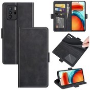 Resim Xiaomi Poco M3 Pro İçin Çift Taraflı Manyetik Toka Flip Deri Telefon Kılıfı Siyah 