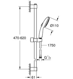 Resim Tempesta 110 II shower rail set 600 WS-Grohe 