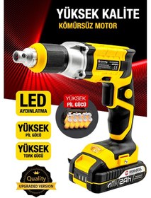 Resim Şarjlı Metal Şanzıman Otomatik Alçıpan Vidalama 2x Çift Akülü Hızlı Şarjlı Alçıpan Vidalama 