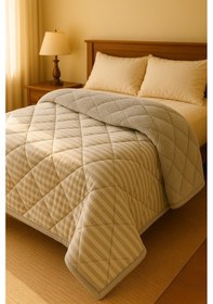 Resim Tek Kişilik Çift Taraflı Welsoft & Saten Kışlık Yorgan Ultra Yumuşak Pofuduk Dolgu, Sıcacık Konfor Gri 