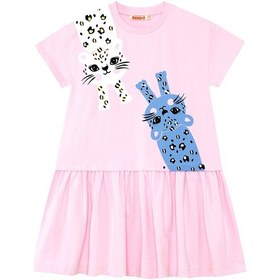 Resim Denokids Muzip Kediler Kız Çocuk Elbise Pembe 
