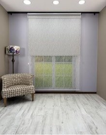 Resim donatti perde EVA Serisi - Su Yolu Desenli Çift Mekanizmalı Açık Gri Perde 140 x 200 
