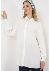 Resim Bigdart Kadın Dokulu Oversize Tunik 5989 - Beyaz 