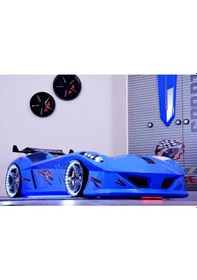 Resim Setaymobilya Arabalı Yatak **Jaguar Arabalı Yatak Mavi ** Full Ledli 