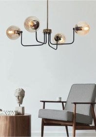 Resim Belize 4 Lü Gold-siyah Metal Gövde Bal Rengi Camlı Tasarım Lü... Gold 