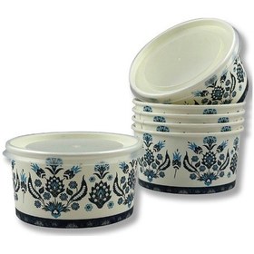 Resim Mavi Karton Kağıt Çorba-aşure-tatlı-dondurma-yemek Kasesi -14 Oz Plastik Kapaklı Kase 250 Adet 