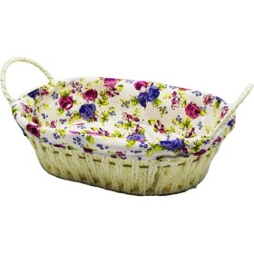 Resim Yakut Renkli Bezli Oval Hasır Ekmek Sepeti 8821 