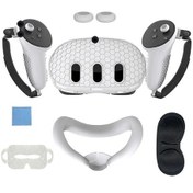 Resim Oculus/meta Quest 3 İçin 7 Parçalı Vr Aksesuarları Seti, Ön Kulaklık Koruyucu Kılıfı, Kontrol Cihazı Tutma Yeri Kılıfı, Lens Kılıfı, Yüz Pedi, Joystick Kapakları Beyaz 