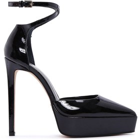 Resim Derimod Kadın Siyah Bilekten Tokalı Platform Yüksek Topuklu Rugan Deri Ayakkabı 25AFD120016 