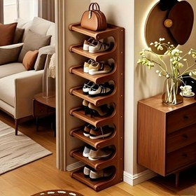 Resim Tasarruflu Çok Katlı Ayakkabı Rafı - Dar Tasarım ile 8/7/6/5/4/3/2 Katta, Sağlam Açık Kahverengi Yapı ile Ev veya Öğrenci Evi için Mükemmel Giriş Alanı Sergisi ve Düzenleyici, 11 Tatil Seçeneği İle Sunuluyor, Yurt Odası Temel Gereçleri,Kompakt Organizatör,MDF Malzeme,Katmanlı Depolama Ünitesi,Daire 