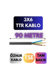 Resim Öznur 3x6 Ttr Kablo Metre Seçenekli Siyah - 90 Metre 