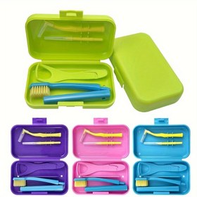 Resim 1 set TravelMate Taşınabilir Diş Fırçası Seti, Naylon Kıllar, Diş Arası Fırçası ve Dil Kazıyıcı - Kişisel Bakım için Kompakt Ağız Hijyeni Seti 