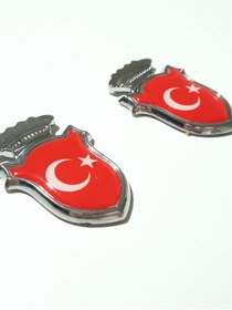 Resim CybillStore TÜRKİYE BAYRAKLI KROM KAPLAMA ÇITA ARMASI 2 ADET DAMLA DÖKÜM 