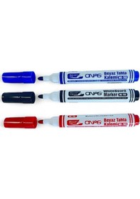 Resim Mikro Ns-703 Yuvarlak Uç Beyaz Yazı Tahta Kalemi 3 Lü Set Kraf 575g Tahta Silgisi Karışık 