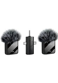 Resim Daytona K9-y2 Yüksek Kalite Profesyonel 3 In 1 Kablosuz Taşınabilir Yaka Mikrofonu Tüylü Mini Mic Tak Ve Çalıştır Canlı Yayın Vlog Kablosuz Yaka Çift Verici Mikrofon 